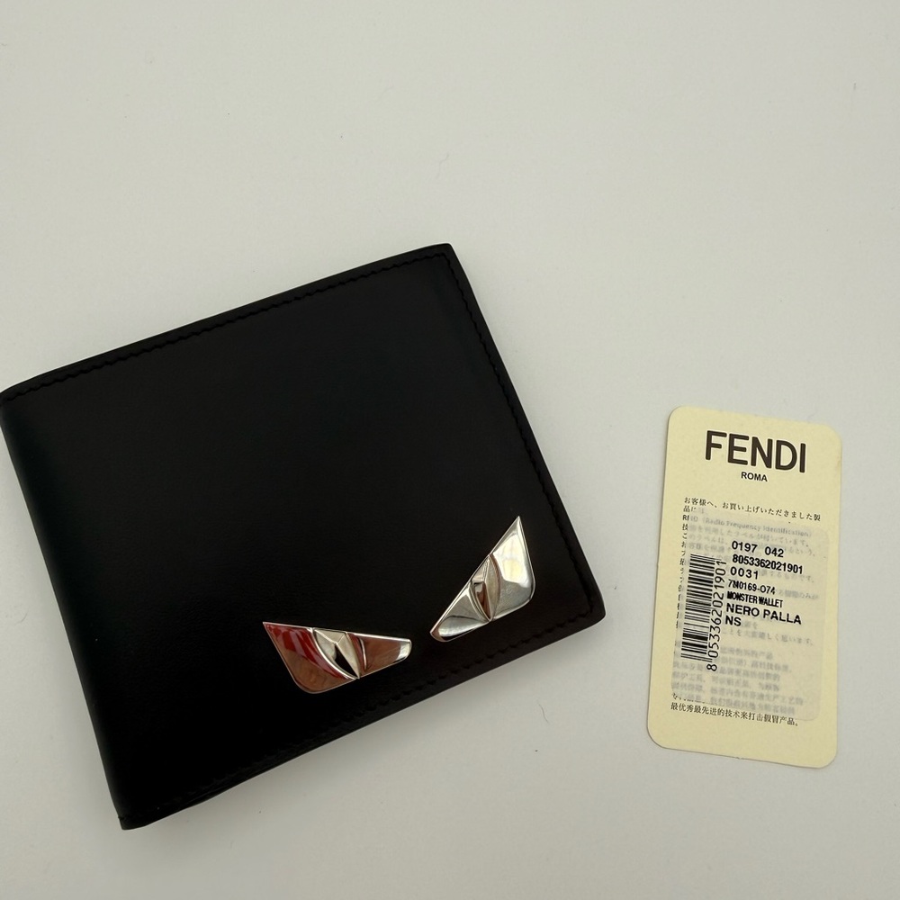 Fendi Monster Black Leather Bifold Wallet